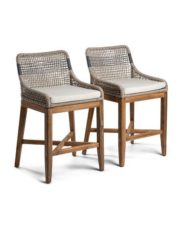 Set Of 2 Woven Striped Counter Stools | TJ Maxx