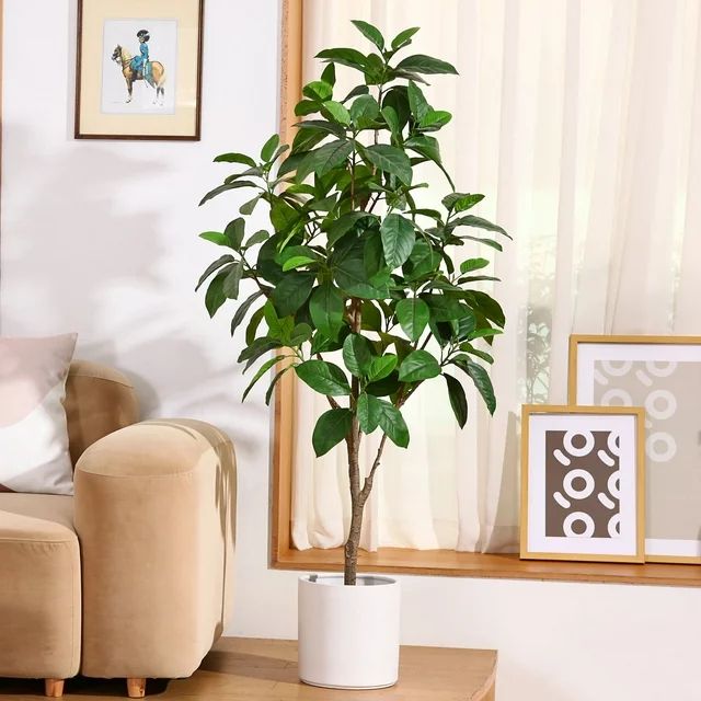 Artificial Plants, 5ft Ficus Tree Faux Rubber Plants Indoor Outdoor Decor Fake Tree in Pot Plasti... | Walmart (US)