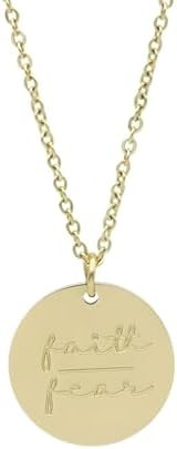 925 Sterling Silver Faith Over Fear Necklace For Women - 14K Yellow Gold Faith Hope Letter Pendan... | Amazon (US)