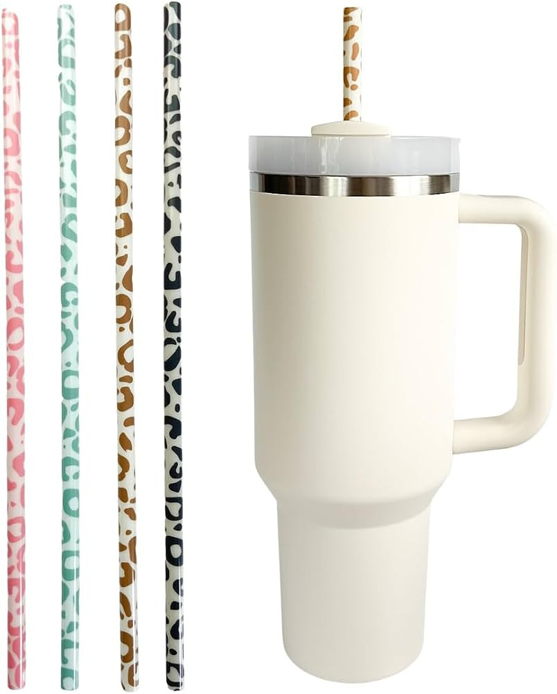 Brittyland 40oz Replacement Straws - 4 Pack | 40oz Tumbler Leopard Straws, Cheetah Straws, Iced C... | Amazon (US)