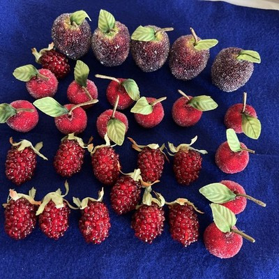 Lot Of  29 Vintage Faux Fruit  Beaded Sugar Frosted Apple Raspberry Cherry | eBay US