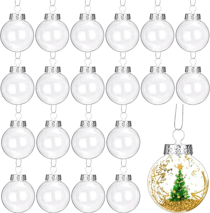 30Pcs Clear Christmas Ornament Ball, 2.4 Inches Transparent Fillable Tree Ornaments with Removabl... | Amazon (US)