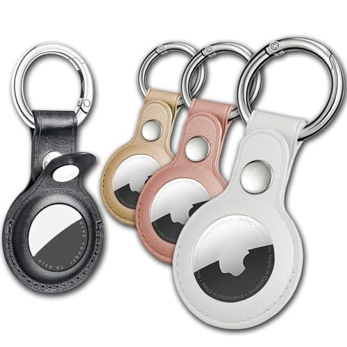 Airtag Keychain Holder, 4 Pack Protective Apple Air Tag Case with Loop Key Ring for AirTag Accessories, Airtag Cover for Wallet, Luggage, Keys, Pets | Amazon (US)