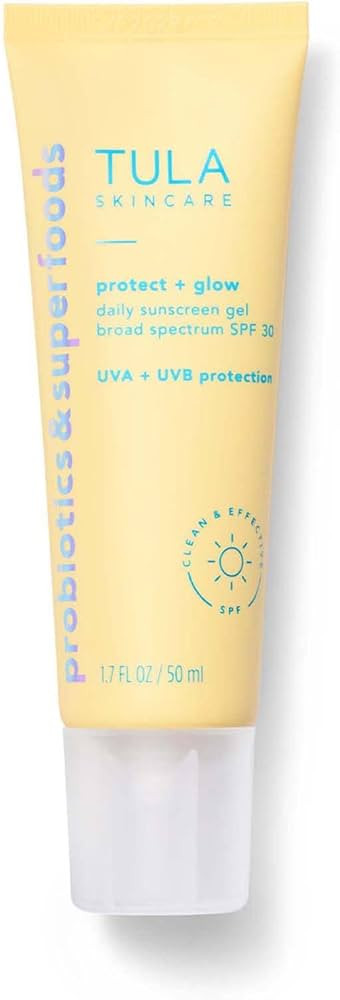 TULA Skin Care Protect + Glow Daily Sunscreen Gel Broad Spectrum SPF 30 | Skincare-First, Non-Gre... | Amazon (US)