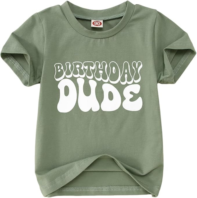 Birthday Dude Shirt Toddler Baby Boy Funny Letter Birthday T-Shirt Kids Summer Short Sleeve Party... | Amazon (US)