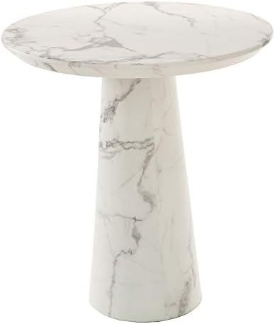 Marble Look Disc Table White Living Room End Table Bedside Table for Bedroom Nesting Round Table 27. | Amazon (US)