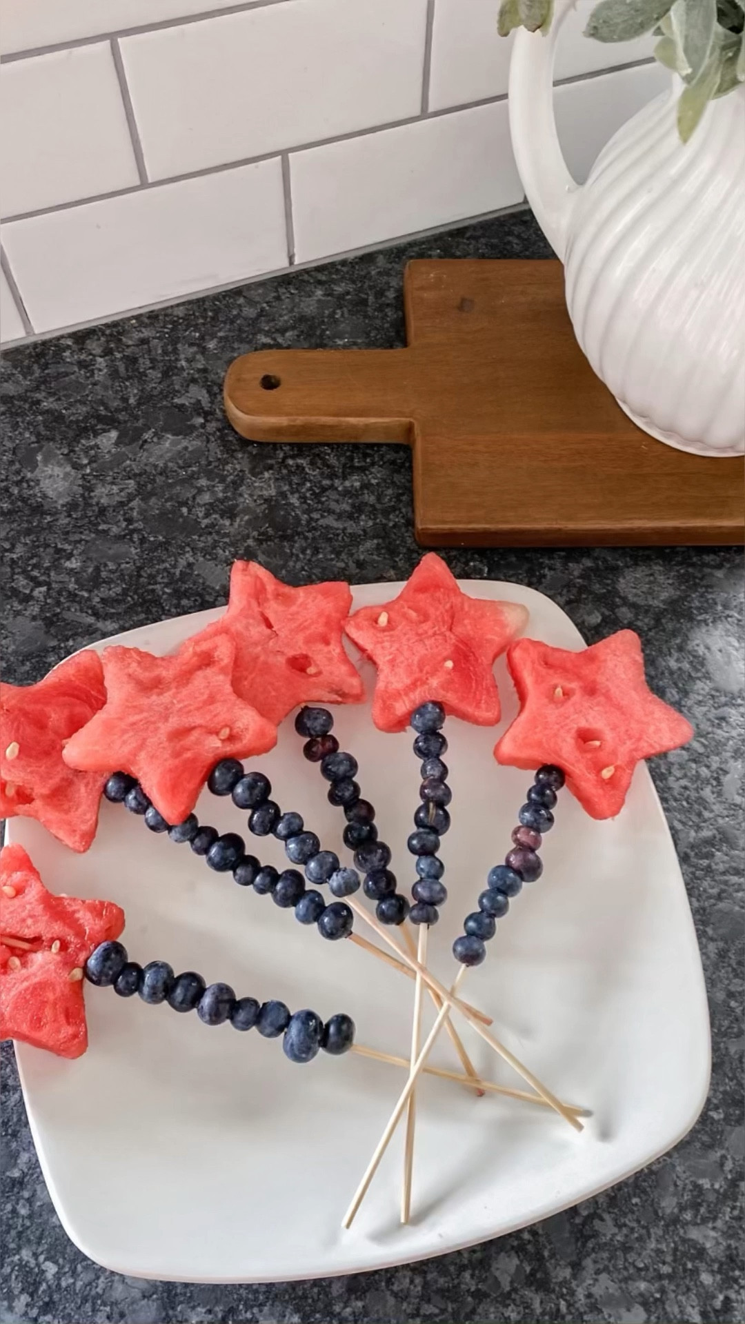 Fruit Sparklers to add some yummy fun to your Memorial Day Weekend! Watermelon, blueberries, wooden skewers, and a star-shaped cookie cutter

#LTKfamily #LTKkids #LTKSeasonal