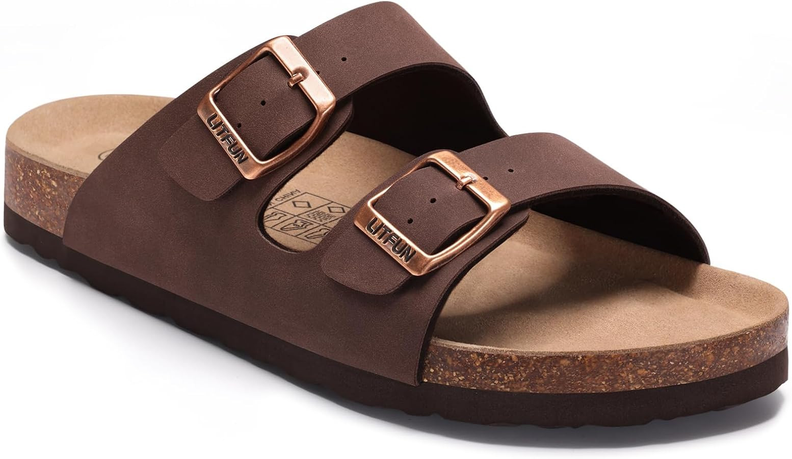 Litfun Women's Cork Footbed Sandal Summer Slip On Slide Sandals with Adjustable Buckle | Amazon (US)