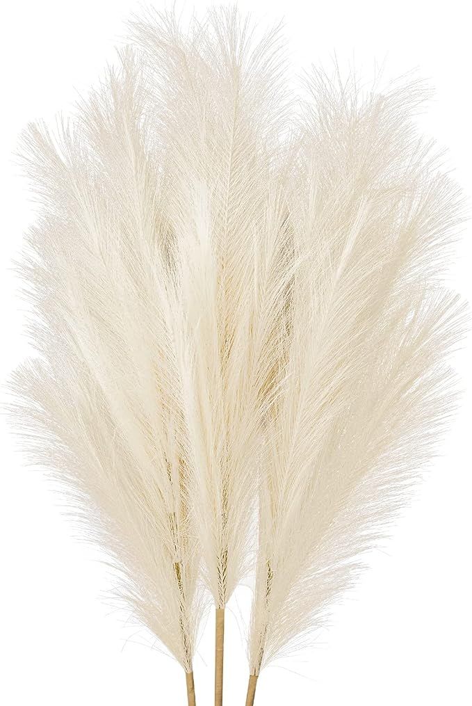 Sinor 3-Pcs Faux Pampas Grass, 42" Tall Large Artificial Pompas Boho Decor Fluffy Fake Pampous Br... | Amazon (US)