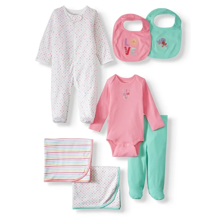 Garanimals Newborn Baby Girl Layette Shower Gift Set, 7-Piece, Preemie-6/9 Months | Walmart (US)