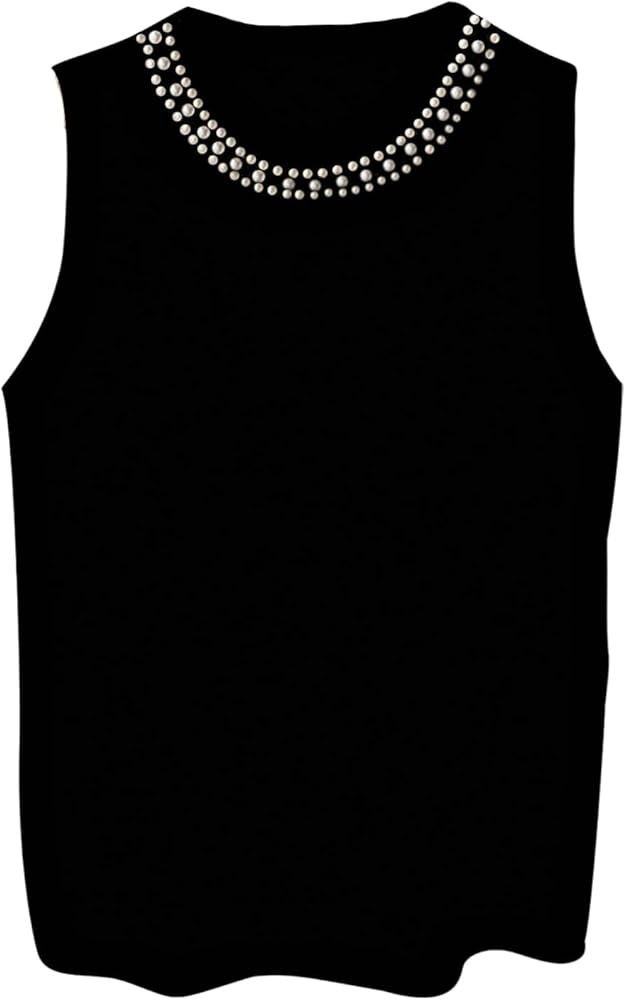 Verdusa Women's Sweater Vest Old Money Clothes Beaded Pearl Top Busniness Oufits Trendy | Amazon (US)