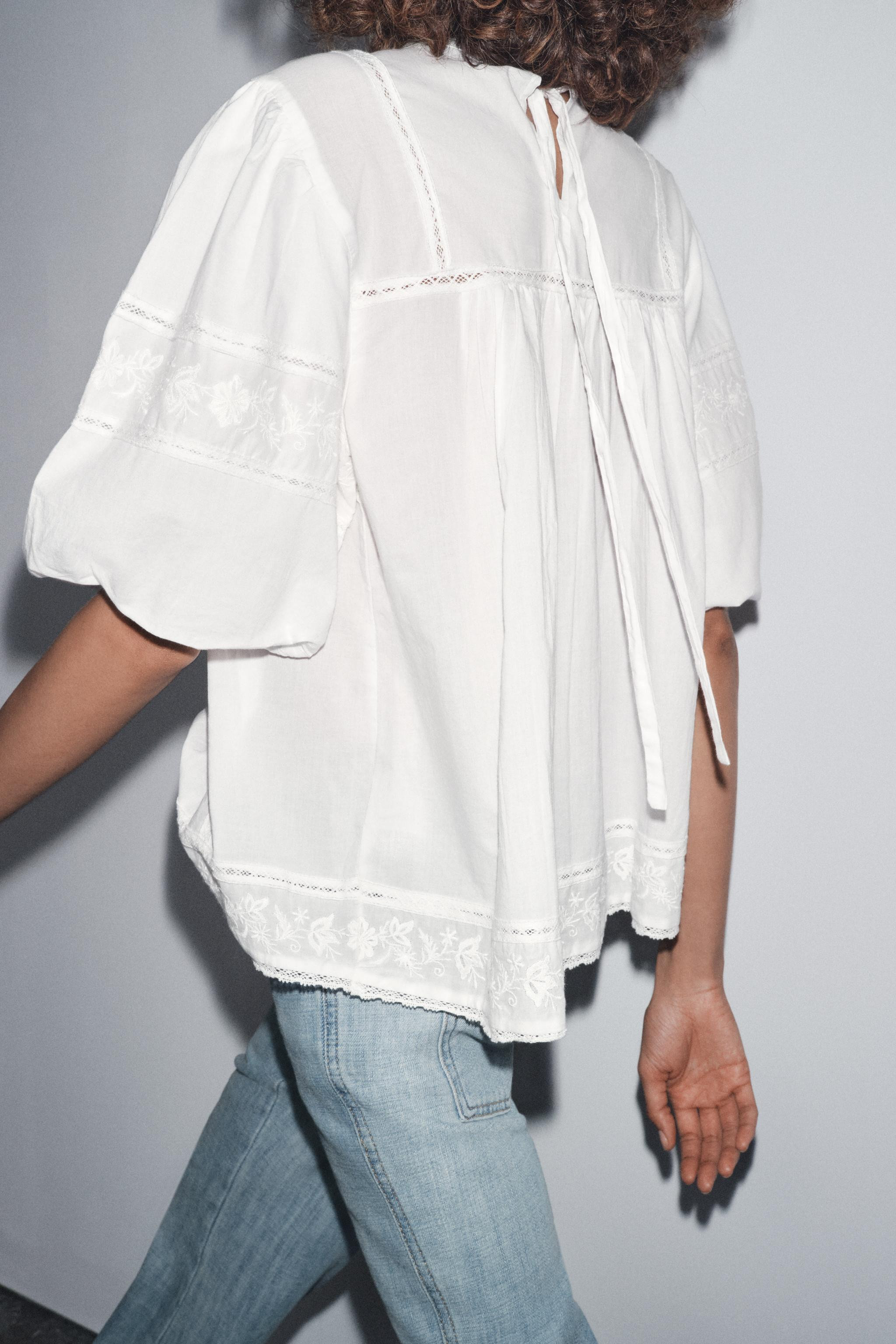 ZW COLLECTION EMBROIDERED ROMANTIC BLOUSE | Zara UK