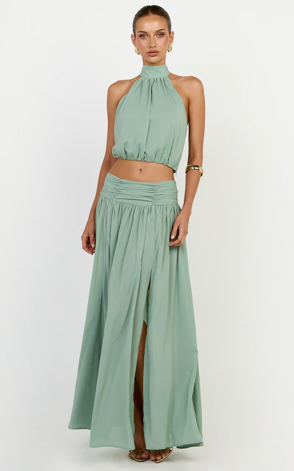 Halter Neck Top in Green | Showpo (US, UK & Europe)