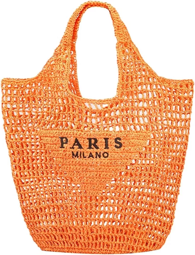  Straw Mesh Tote Bag for Women Mesh Hollow Woven Tote
