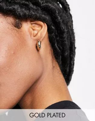 Orelia chunky huggie hoop earrings in gold plate | ASOS (Global)