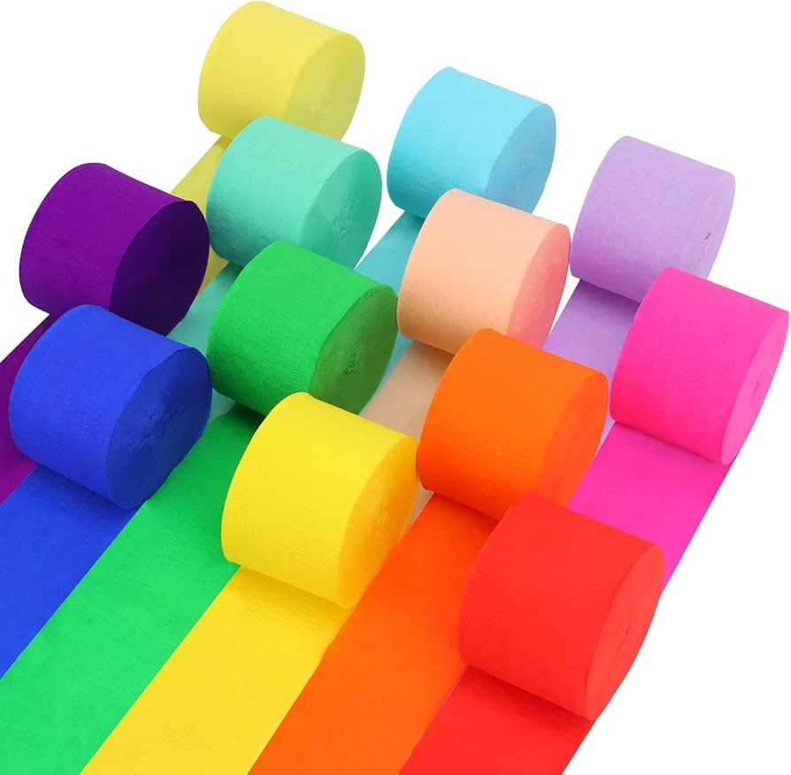 12 Rolls Crepe Paper Streamers, 12 Colors Streamers Party Supplies for Birthday Party Baby Shower... | Amazon (US)