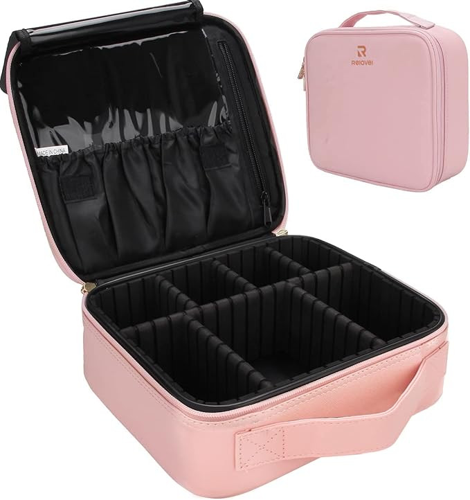 Relavel Travel Makeup Train Case Makeup Cosmetic Case Organizer Portable Artist Storage Bag with ... | Amazon (US)