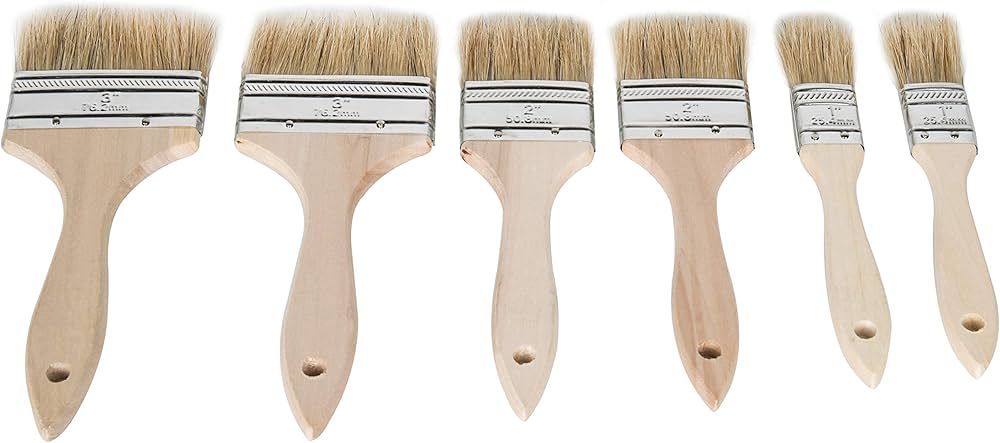 ETERNA 6Pack Household Chip Paint Brush 1inch 2inch 3inch Natural Bristles Wooden Handle Flat Bru... | Amazon (US)