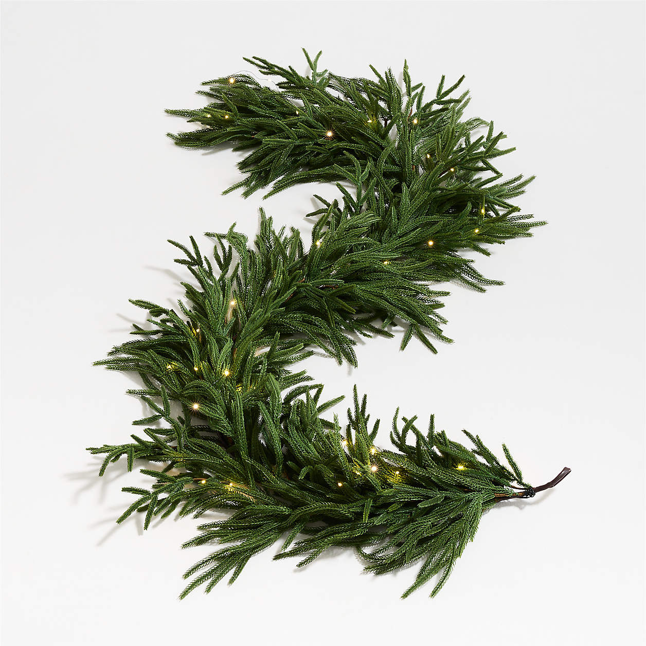 Faux Pre-Lit Norfolk Pine Garland 6' | Crate & Barrel | Crate & Barrel