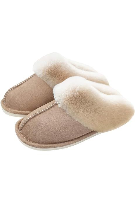 SOSUSHOE Womens Slippers Memory Foam Fluffy Fur Soft Slippers Warm House Shoes Indoor Outdoor Winter | Amazon (US)