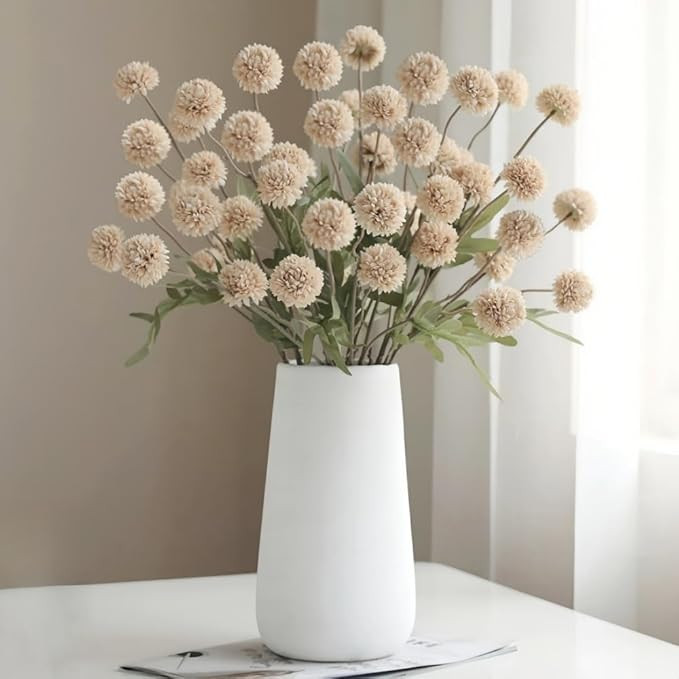 10PCS Artificial Chrysanthemum Ball Flowers Fake Mums with Long Stems Pom Pom Faux Mini Mum Flowe... | Amazon (US)