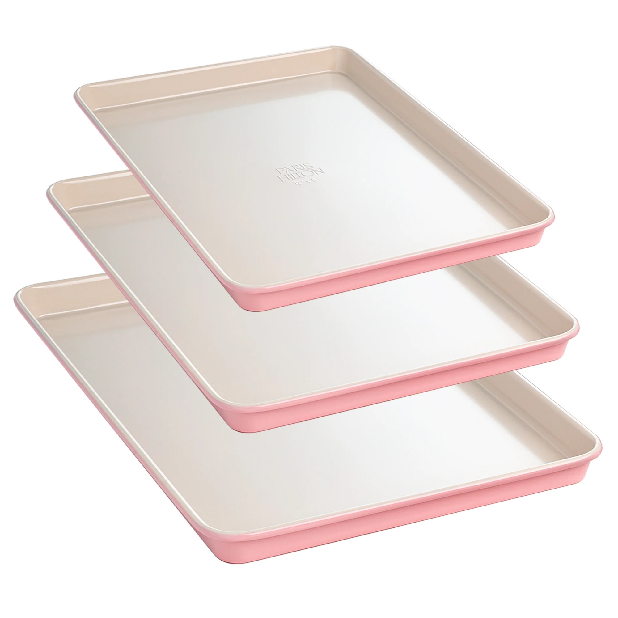 Paris Hilton 3 Piece Bakeware Set, Nonstick, Dishwasher Safe, Heavy Duty Carbon Steel, Pink | Walmart (US)