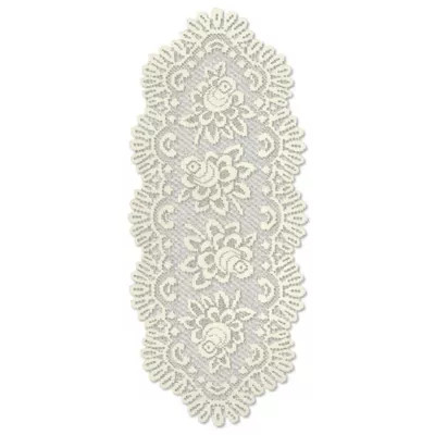 Heritage Lace® Rose 15-Inch x 33-Inch Oval Table Runner in Ecru | Bed Bath & Beyond