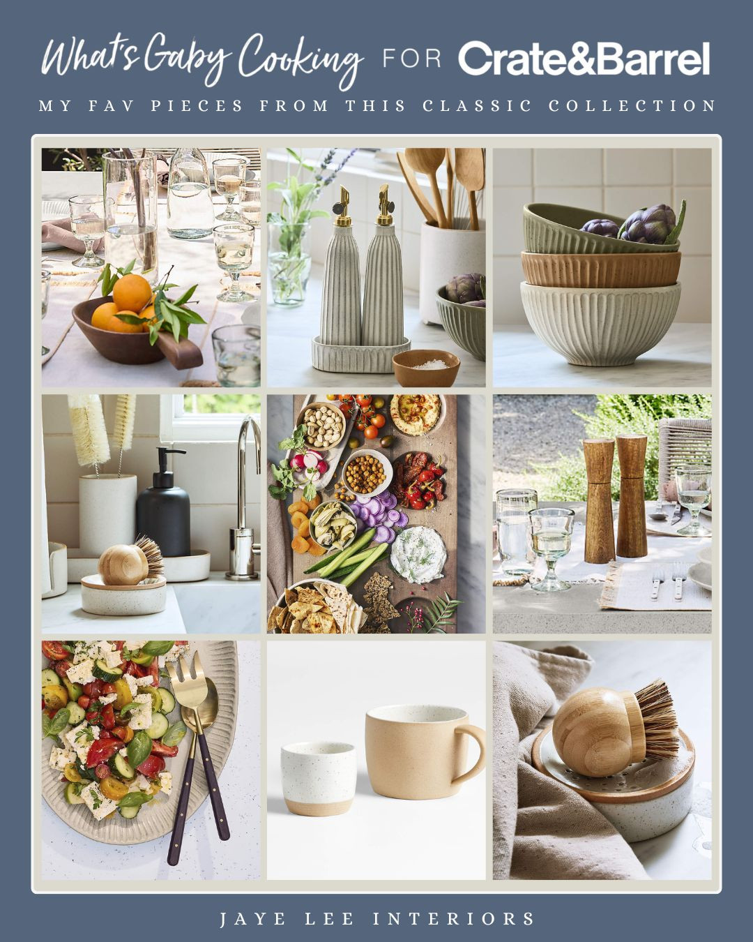 So in love with Gaby Dalkin's Kitchen Collection for Crate & Barrel! Here are some of my favorites...
kitchen and dining, dinner party favorites, kitchen accessories, kitchen sink caddy, dish soap caddy, kitchen scrubber, salad servers, salt and pepper, ceramic espresso mug, wood serving bowl, fluted ceramic dishes, dinner board, oil and vinegar set, olive oil cruet, ceramic olive oil cruet, hostess gifts, baking supplies, kitchen must-haves, kitchen countertop styling, kitchen island styling, dining table accessories 

 #LTKHome #LTKParties #LTKFindsUnder50