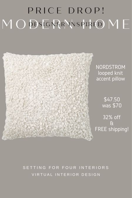 On sale and FREE shipping! 
32% off this gorgeous Nordstrom accent pillow. Was $70 now $47.50.
Refresh the living room or bedroom.

Decor, white, boucle, sofa, texture, beige, earthy, price drop, budget, affordable 

#LTKfindsunder50 #LTKsalealert #LTKhome