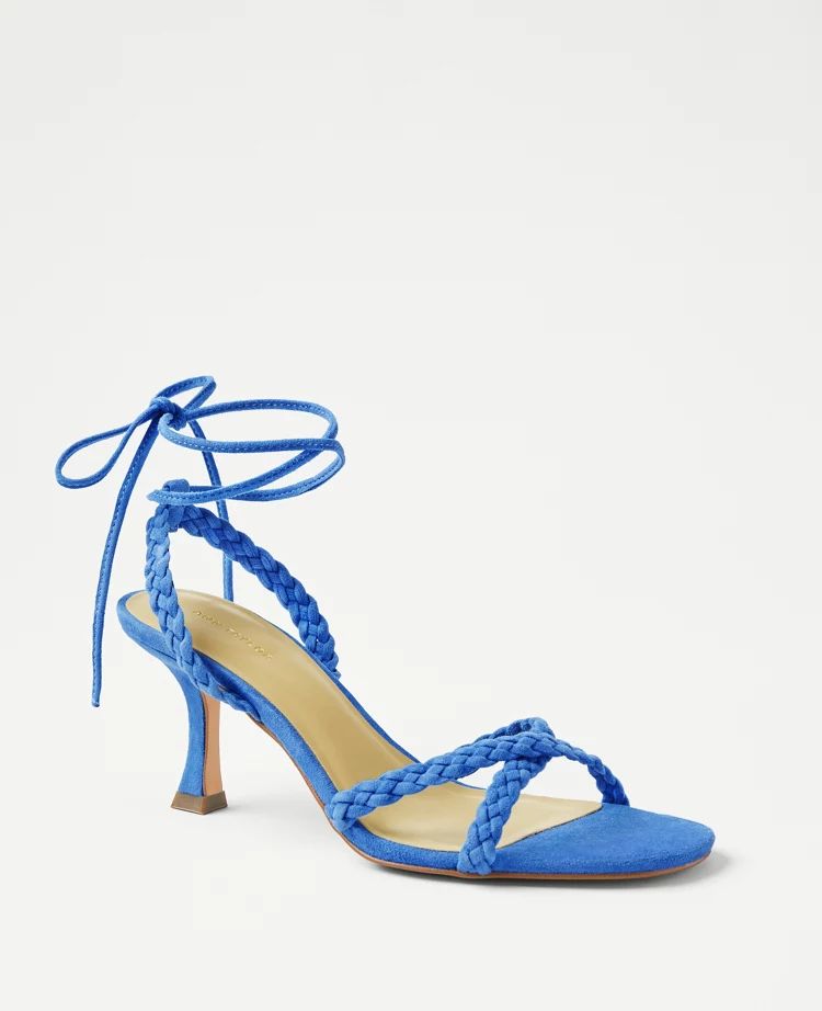 Braided Suede Ankle Wrap Sandals | Ann Taylor (US)