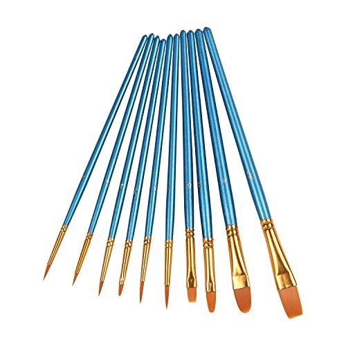 Heartybay 10Pieces Round Pointed Tip Nylon Hair Brush Set, Blue | Amazon (US)