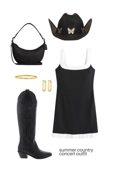 Summer country concert outfit, black dress outfit, black cowboy boots, black cowboy hat 

#LTKFestival #LTKStyleTip