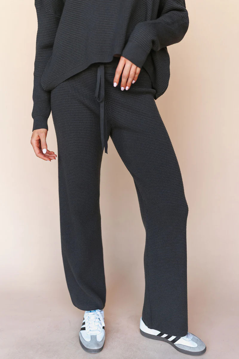 Cozy Girl Waffle Knit Pants in Ink Navy | Henly