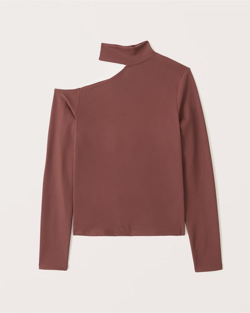 Long-Sleeve Seamless Fabric Asymmetrical Cutout Top | Abercrombie & Fitch (US)