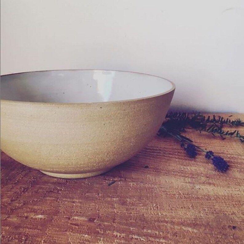 Large Serving Bowl, Wheel Thrown Stoneware, Deep design, Salt glaze, mixing bowl, fruit bowl, cen... | Etsy (US)