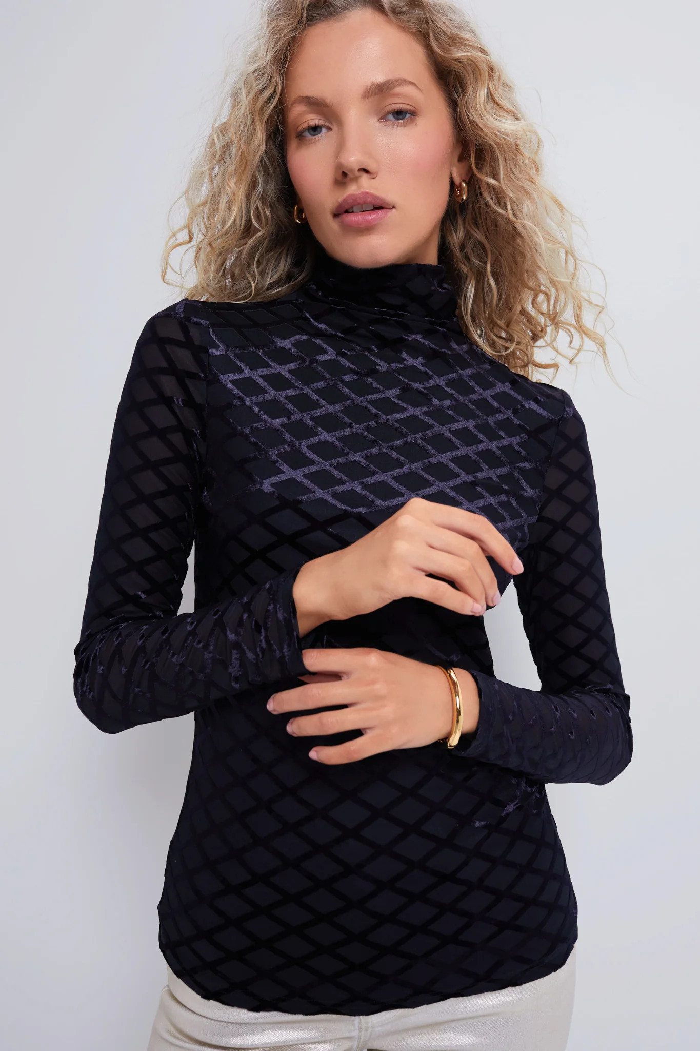 Black Velvet Burnout Mally Turtleneck | Tuckernuck (US)