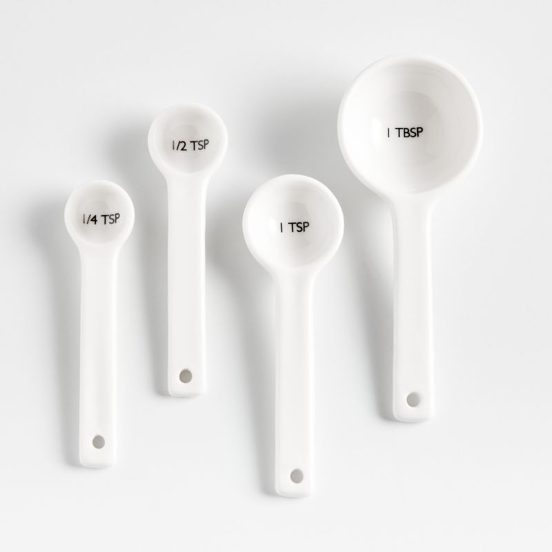 Aspen White Ceramic Measuring Spoons + Reviews | Crate & Barrel | Crate & Barrel