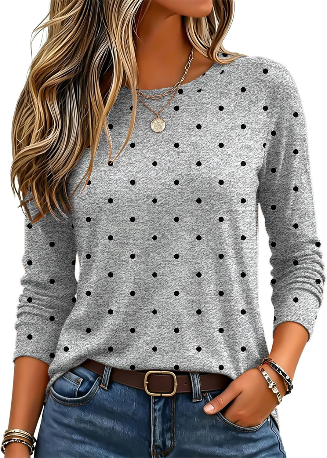 Zeagoo Women's Casual Shirts Long Sleeve Tops Crewneck Tshirts Fall Clothes | Amazon (US)