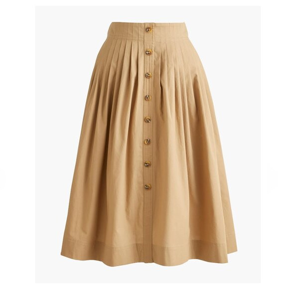J. CREW Pleated Button-Front Midi Skirt | Poshmark