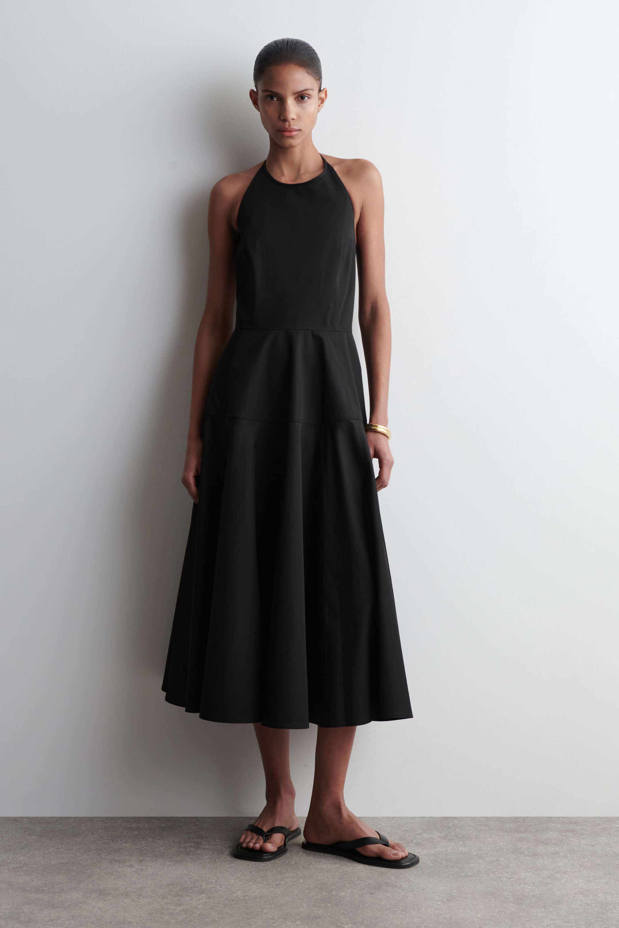PIMA COTTON HALTERNECK DRESS - BLACK | COS | COS UK