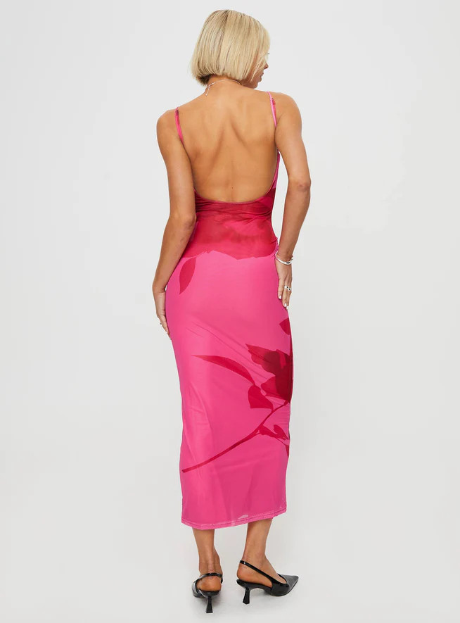 Knox Maxi Dress Hot Pink Floral | Princess Polly US