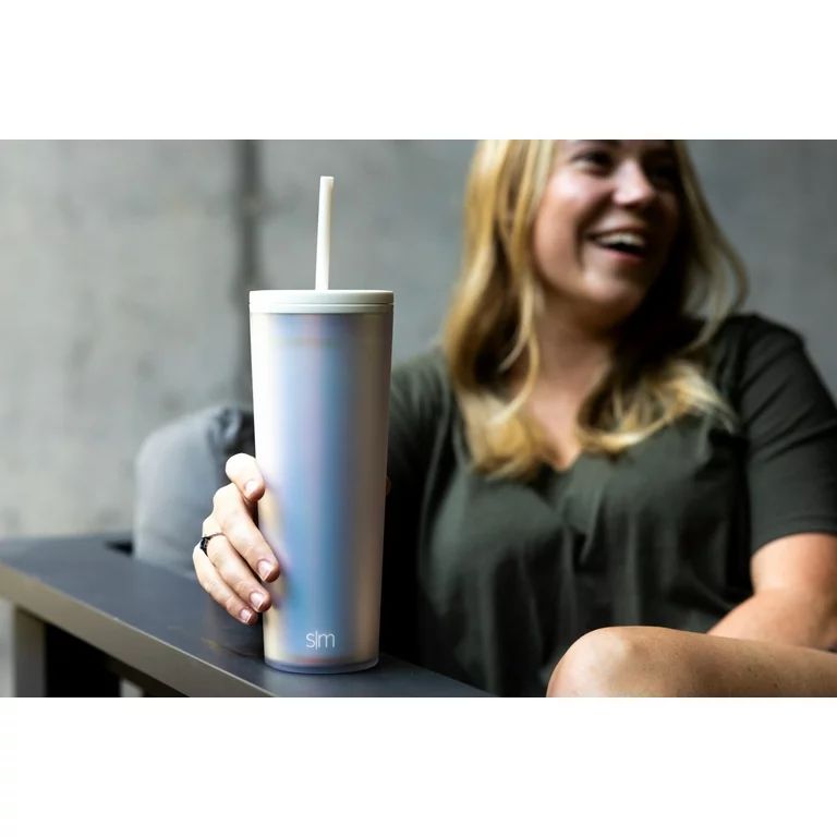 Simple Modern 24 fl oz Double Wall Plastic Classic Tumbler with Straw|Opalescent | Walmart (US)