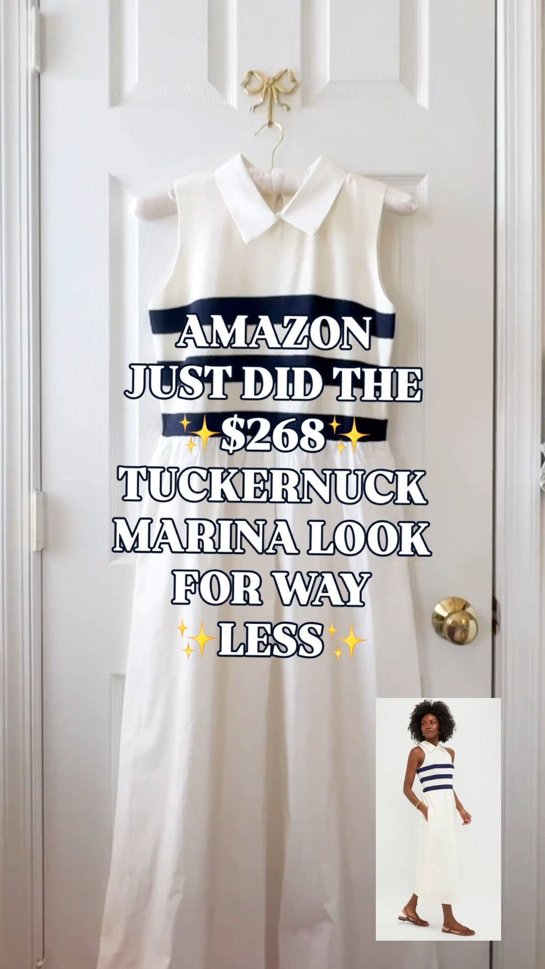 Tuckernuck Marina dress look for less • preppy nautical midi dress

Amazon just delivered a Tuckernuck Marina–inspired midi dress for way less — and it’s one of those pieces you’d assume came straight out of a catalog, not an Amazon listing.

This nautical stripe midi dress has that unmistakable Tuckernuck DNA: clean lines, a crisp sleeveless silhouette, and a classic stripe that feels timeless, tailored, and quietly expensive. It’s polished — the kind of dress that does all the work for you.

Why this one works so well:
• Tuckernuck Marina–inspired design with classic nautical striping
• Sleeveless, structured bodice with an easy, flattering fit
• Midi length that feels timeless, intentional, and elevated
• Cotton-forward fabric that looks polished but wears comfortably

This is an easy yes for spring events, showers, brunches, weekends, travel, and everyday plans when you want to look put-together. 

If you’re searching for Tuckernuck look for less, preppy spring dresses, nautical stripe dresses, Amazon midi dresses, or classic coastal style, this one checks every box — and then some.

#Tuckernuck #LookForLess #PreppyStyle 

#LTKootd #LTKSeasonal #LTKWorkwear