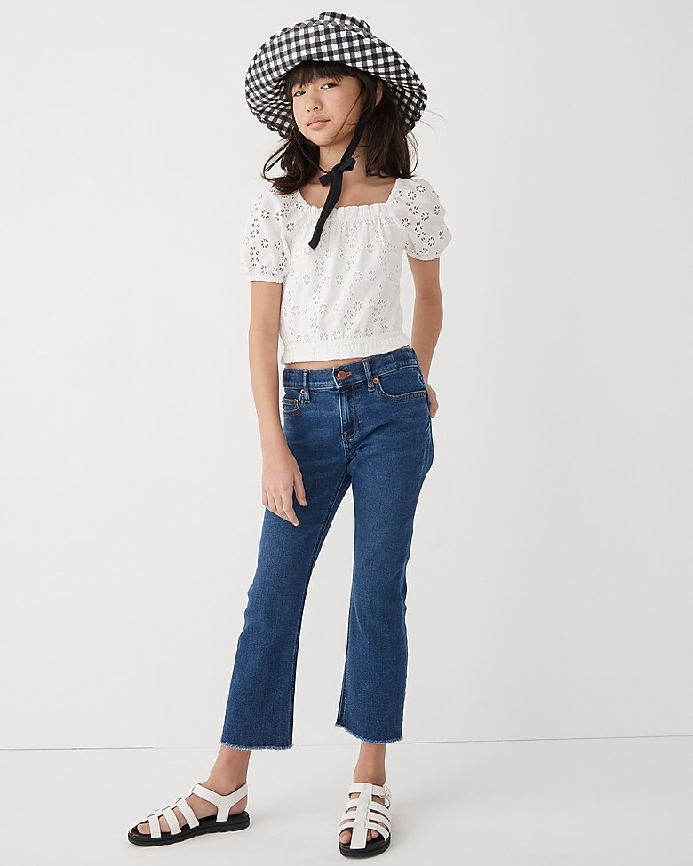 Girls' raw-hem demi-boot jean in valley wash | J. Crew US