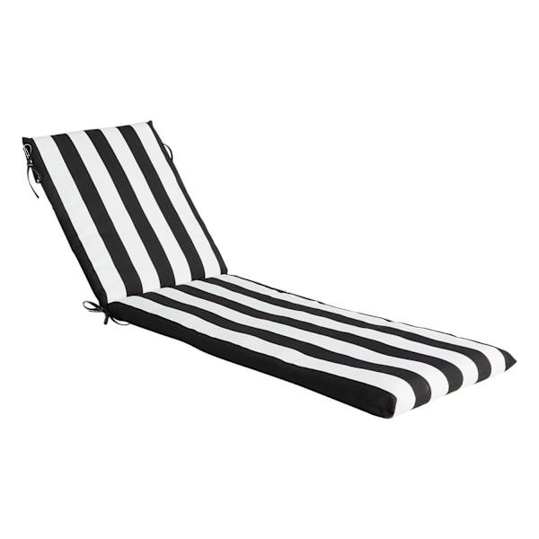 Black Awning Stripe Outdoor Chaise Lounge Cushion | At Home