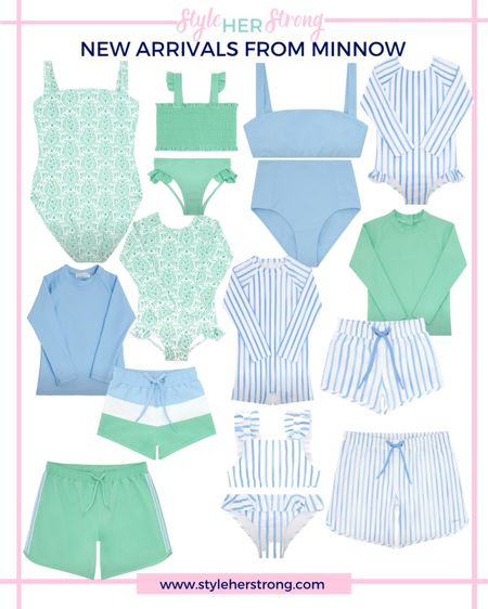 New spring collection from minnow for the whole family: rash guards, rashguards, swim trunks, bikini, one piece swimsuit, bathing suit 

#LTKswim #LTKtravel #LTKfamily