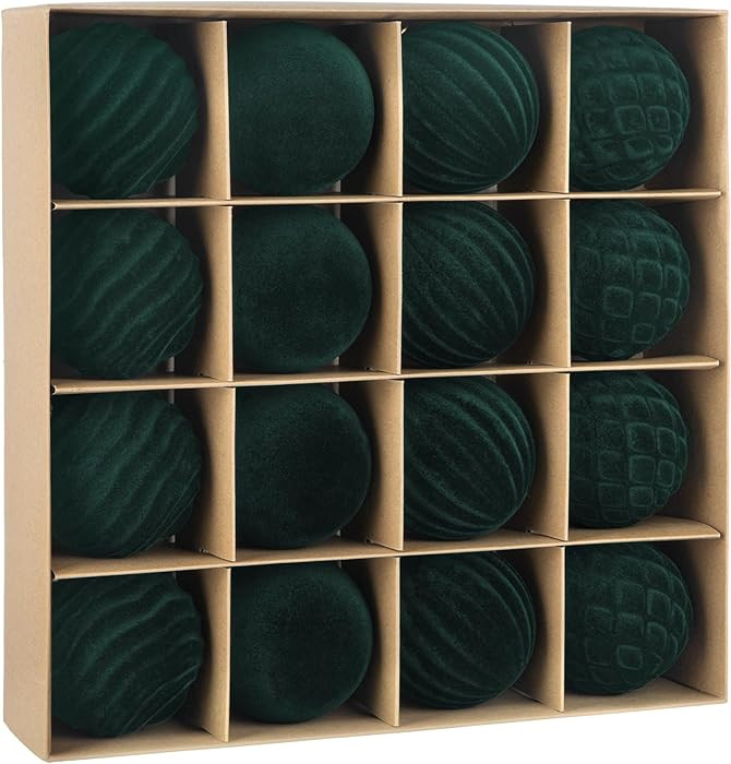16 Pcs Velvet Christmas Ornaments Set, 3.15 Inch Green Velvet Ornaments for Christmas Tree Decora... | Amazon (US)