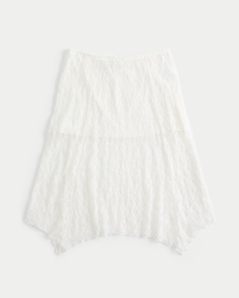 Women's Asymmetrical Hem Lace Midi Skirt from Hollister | Hollister (US)