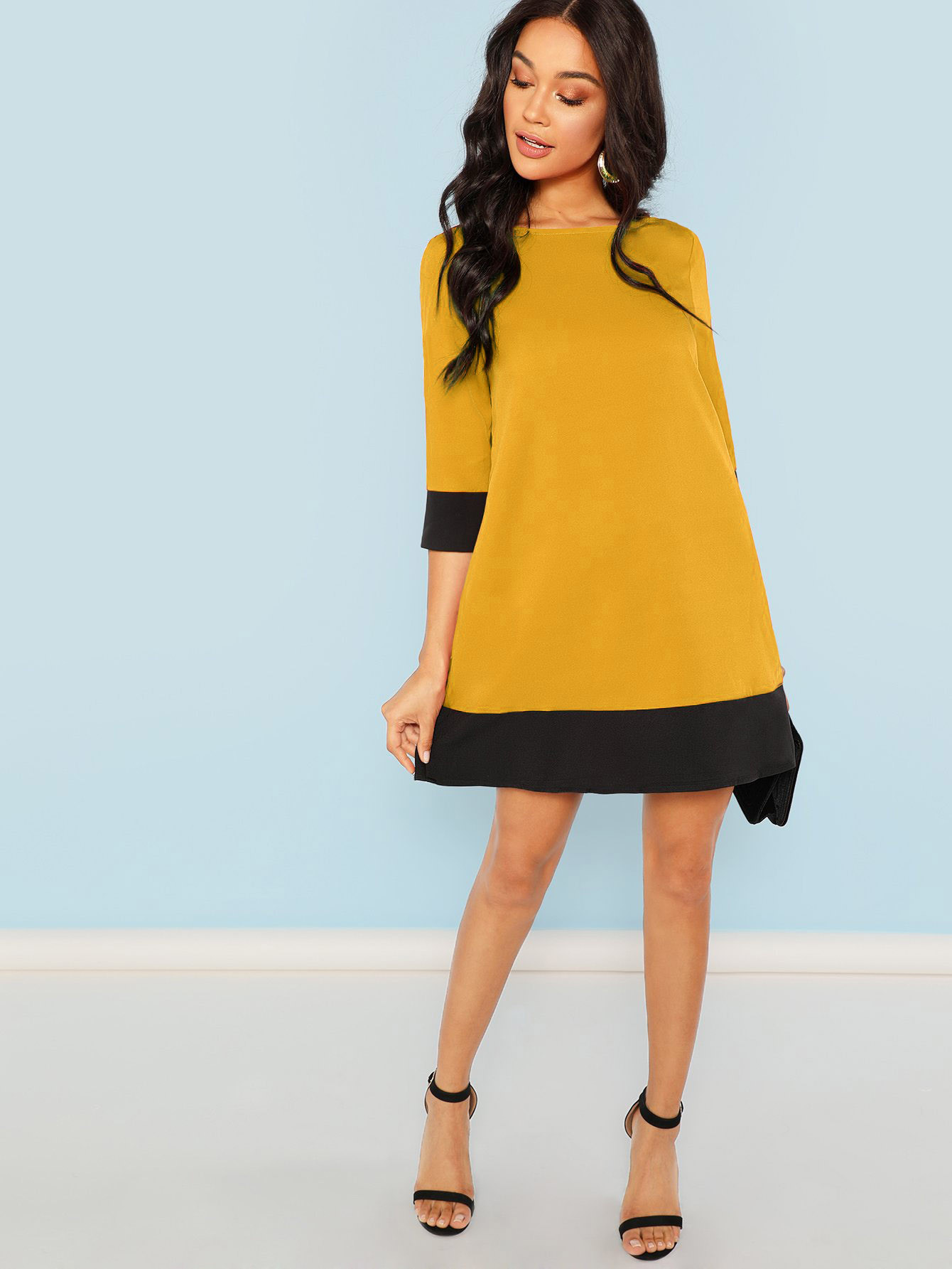 SHEIN Contrast Trim Tunic Dress | SHEIN
