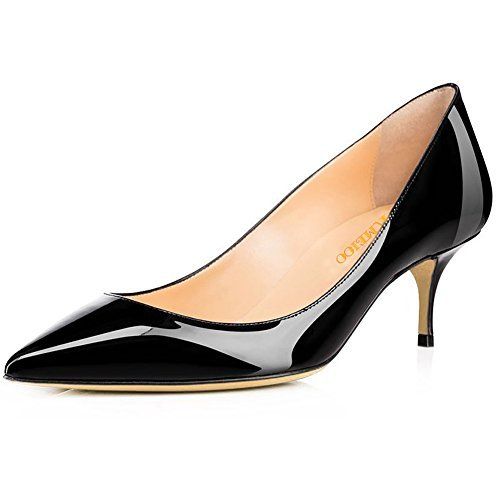 Kmeioo Pumps For Women, Women's Slip On Kitten Heels Pointed Toe Low Heels Office Pumps-Black 8.5M | Amazon (US)